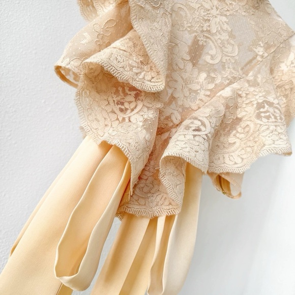 Designer-Style Cream Lace Blouse with Ribbon - Picture 11 of 13